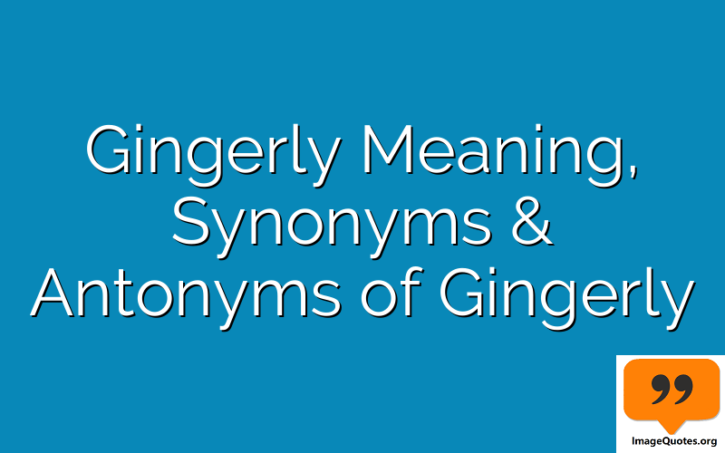 Gingerly Meaning, Synonyms & Antonyms of Gingerly